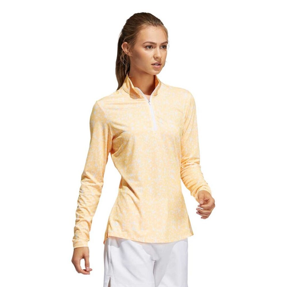 Adidas Printed Aeroready‎ 1/4 Zip Golf Pullover Acid Orange Women’s Large